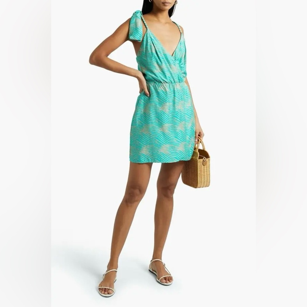 VIX PAULA HERMANNY Silk Lyssa wrap-effect printed crepe de chine mini dress